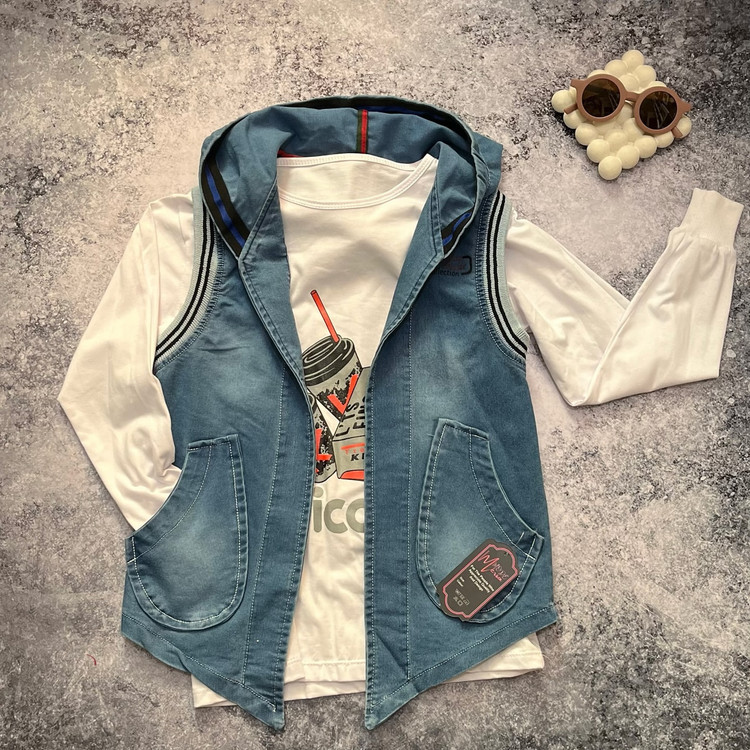 ست دو تیکه بلوز و ژیله جین