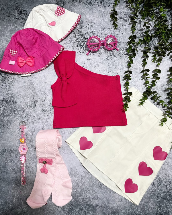 کراپ دامن قلبی دخترانه