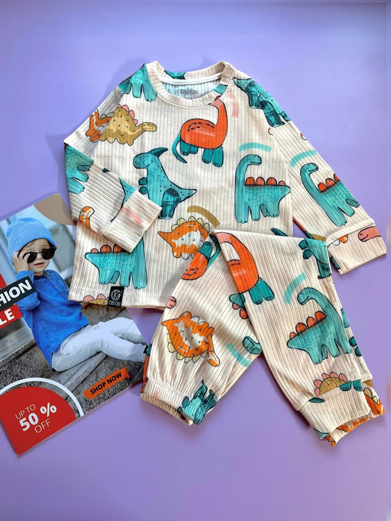 بلوزشلوار راحتی طرح دایناسور