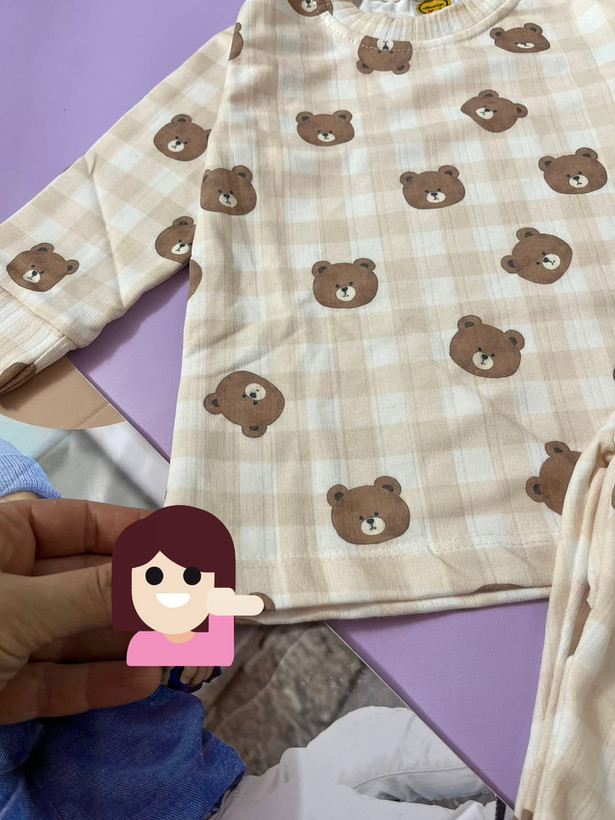 ست بلوز و شلوار آستین بلند طرح تدی بچگانه